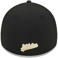 Men's New Era Black Athletics Logo 39THIRTY Flex Hat