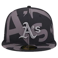 Casquette ajustée Fracture 59FIFTY Athletics Logo noire New Era pour homme
