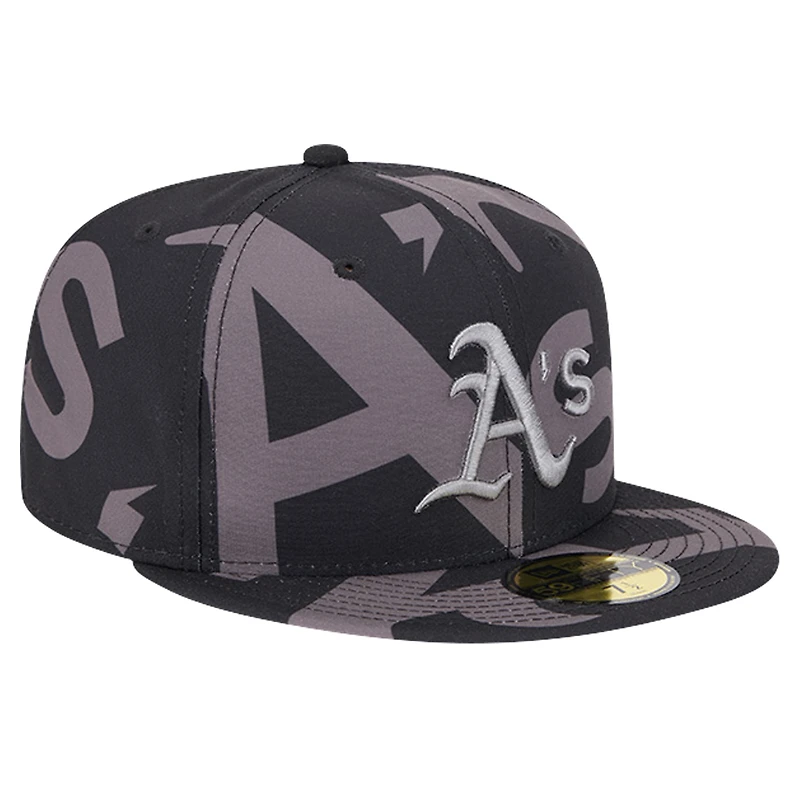 Casquette ajustée Fracture 59FIFTY Athletics Logo noire New Era pour homme