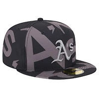 Casquette ajustée Fracture 59FIFTY Athletics Logo noire New Era pour homme