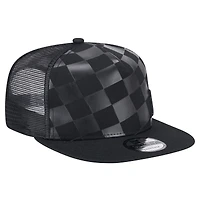 Men's New Era Black Athletics Score Check A-Frame Trucker 9FIFTY Snapback Hat