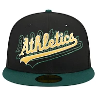 Men's New Era Black Athletics Shadow Stitch 59FIFTY Fitted Hat