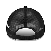 Casquette trucker ajustable New Era Athletics noire pour homme, modèle 9FORTY, logo latéral, style A-Frame.