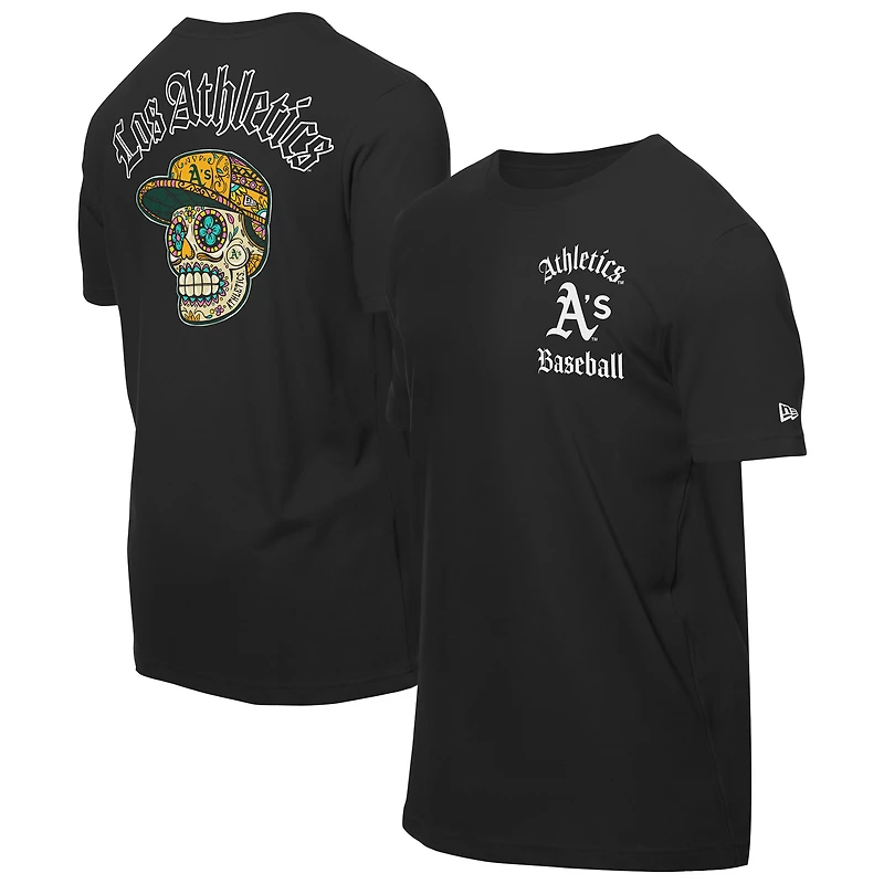 Men's New Era Black Athletics Sugar Skulls T-Shirt