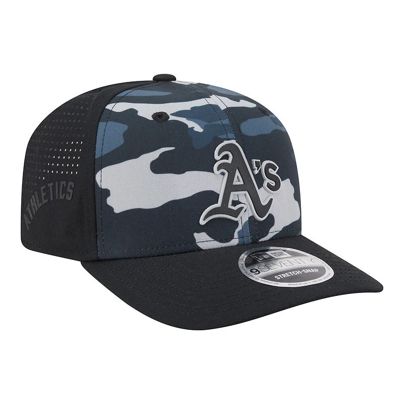 Casquette New Era Athletics noire camouflage ton sur ton 9SEVENTY pour homme