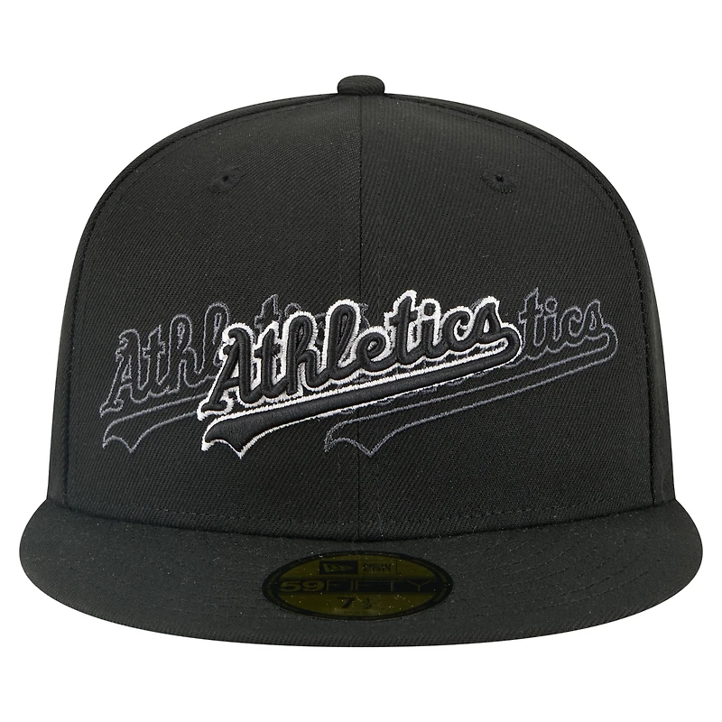Men's New Era Black Athletics Tri-Hit 59FIFTY Fitted Hat
