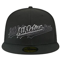 Men's New Era Black Athletics Tri-Hit 59FIFTY Fitted Hat