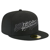 Men's New Era Black Athletics Tri-Hit 59FIFTY Fitted Hat