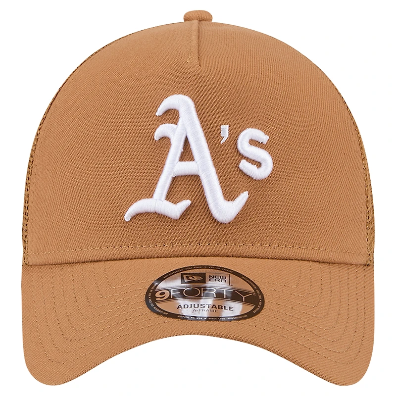 Men's New Era Brown Athletics A-Frame Trucker 9FORTY Adjustable Hat