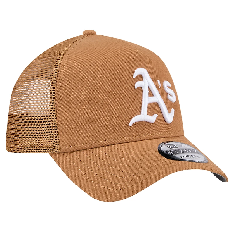 Men's New Era Brown Athletics A-Frame Trucker 9FORTY Adjustable Hat
