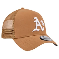 Men's New Era Brown Athletics A-Frame Trucker 9FORTY Adjustable Hat
