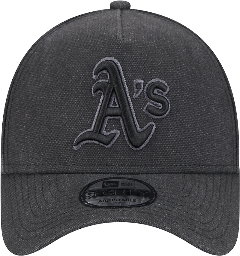 Men's New Era Charcoal Athletics Logo Essentials 9FORTY A-Frame Adjustable Hat