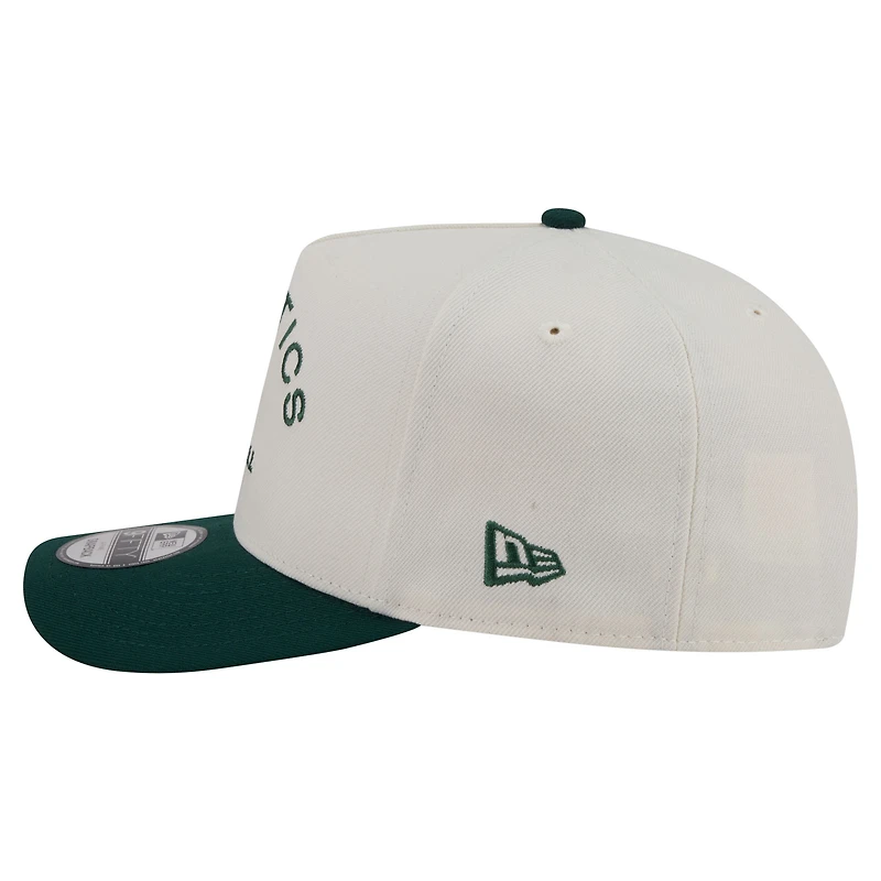 Men's New Era Cream/Dark Green Athletics Chrome A-Frame 9FIFTY Snapback Hat