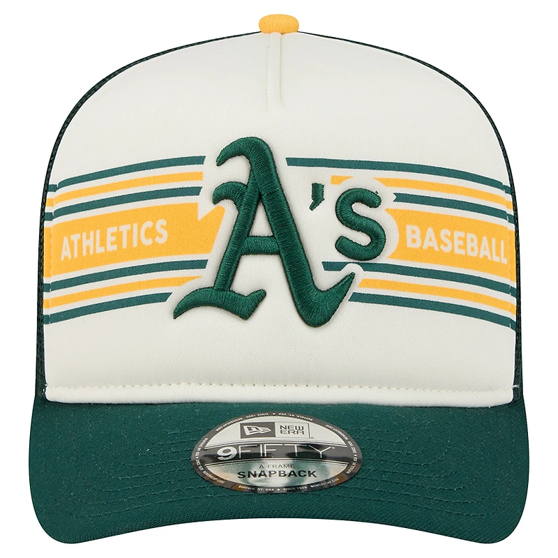 Casquette snapback A-Frame 9FIFTY pour homme New Era, couleur crème/verte, Athletics Banner