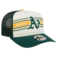 Men's New Era Cream/Green Athletics Banner A-Frame 9FIFTY Trucker Snapback Hat