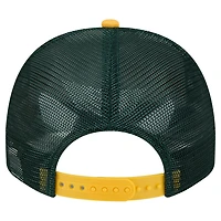 Men's New Era Cream/Green Athletics Banner A-Frame 9FIFTY Trucker Snapback Hat