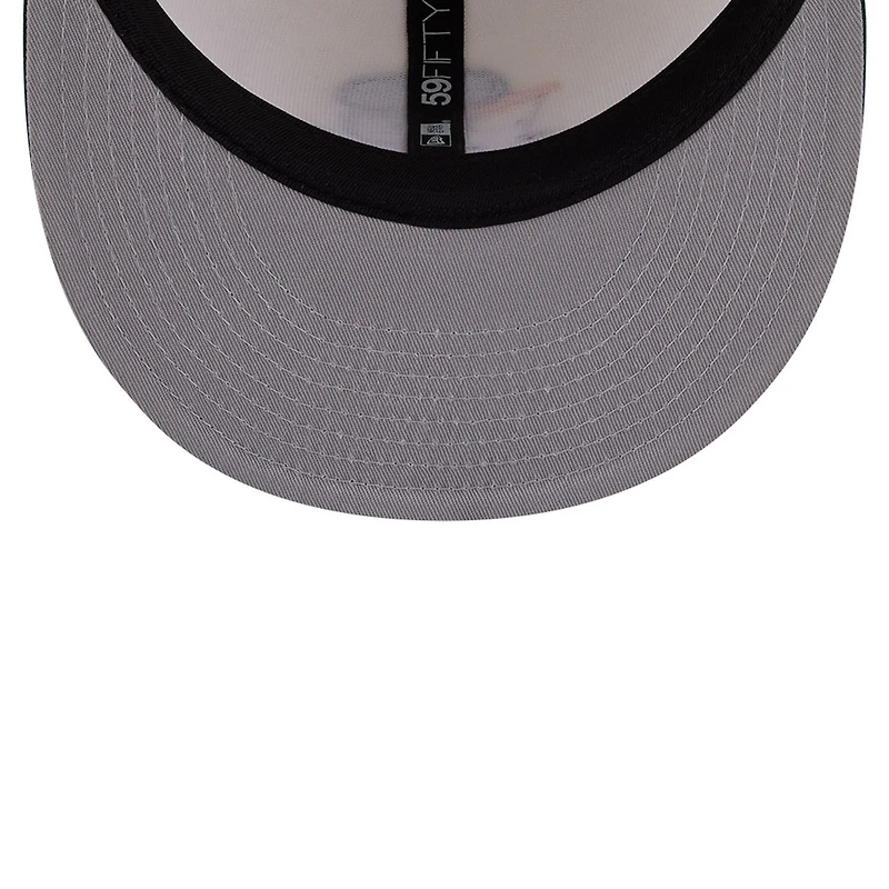 Casquette ajustée New Era Athletics Bullpen Cart 59FIFTY pour homme, couleur crème/verte