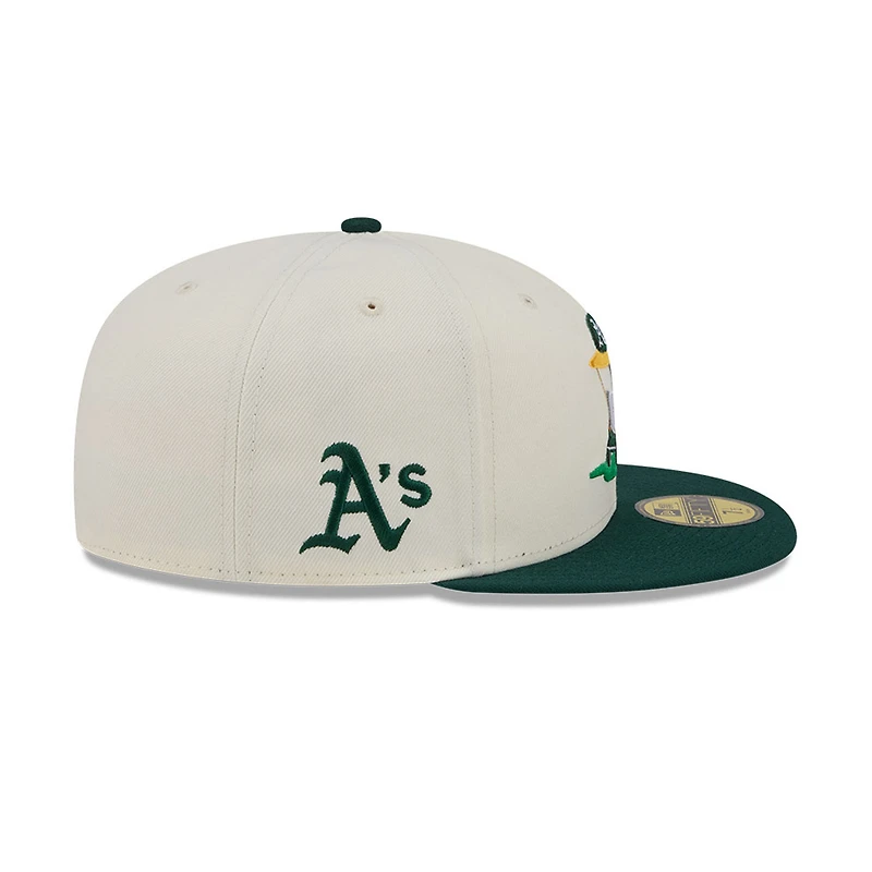 Men's New Era  Cream/Green Athletics Bullpen Cart 59FIFTY Fitted Hat