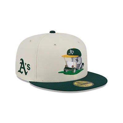 Casquette ajustée New Era Athletics Bullpen Cart 59FIFTY pour homme, couleur crème/verte