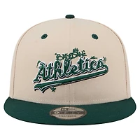 Men's New Era Cream/Green Athletics Team Art 9FIFTY Snapback Hat