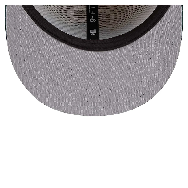 Men's New Era Cream/Green Athletics Team Art 9FIFTY Snapback Hat