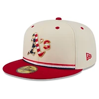 Men's New Era Cream/Red Athletics USA 250 Fourth of July 59FIFTY Fitted Hat