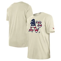 Men's New Era Cream Athletics Americana Flag Fill T-Shirt