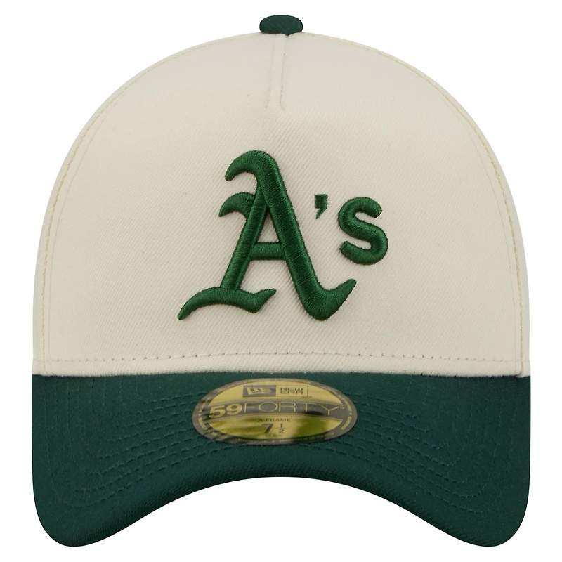 Men's New Era Cream Athletics Chrome A-Frame 59FORTY Fitted Hat