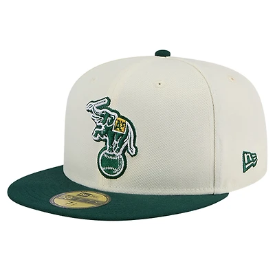 Casquette ajustée Chrome 59FIFTY Athletics Cooperstown Collection pour homme de New Era, couleur crème