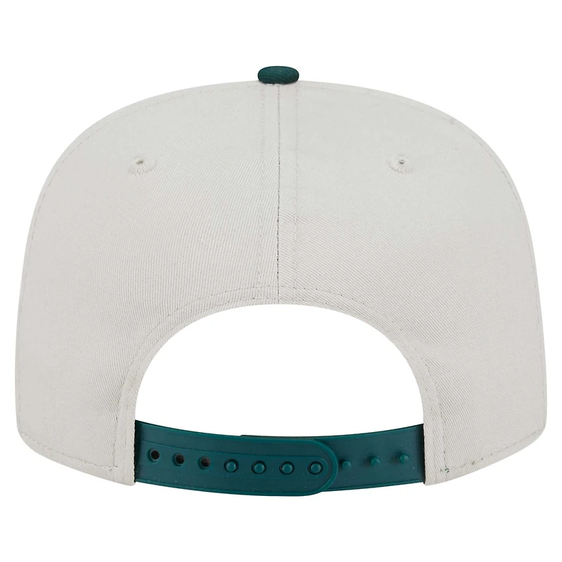 Men's New Era Cream Athletics Iron Golfer Snapback Hat