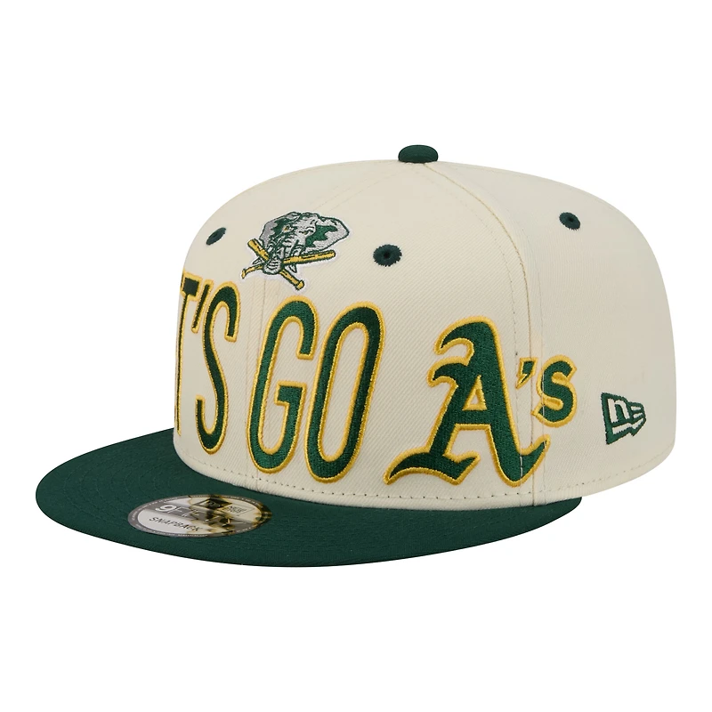 Casquette snapback New Era Athletics oversize crème pour homme, modèle 9FIFTY.