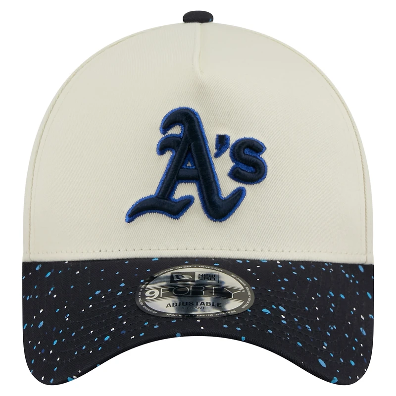 Men's New Era  Cream Athletics Speckle A-Frame 9FORTY Adjustable Hat