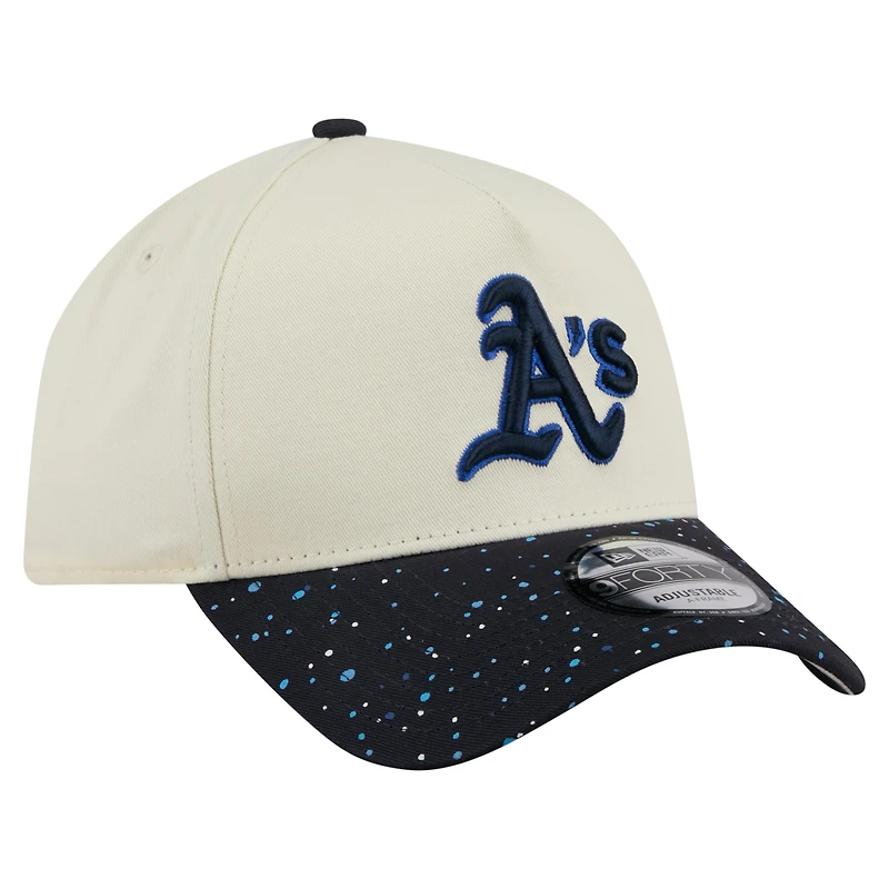 Men's New Era  Cream Athletics Speckle A-Frame 9FORTY Adjustable Hat