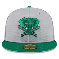 Men's New Era  Gray/Green Athletics 2025 Batting Practice 59FIFTY Fitted Hat
