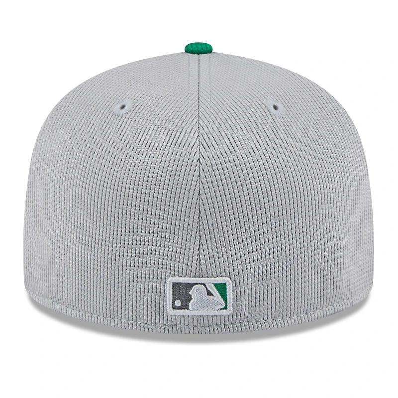 Men's New Era  Gray/Green Athletics 2025 Batting Practice 59FIFTY Fitted Hat