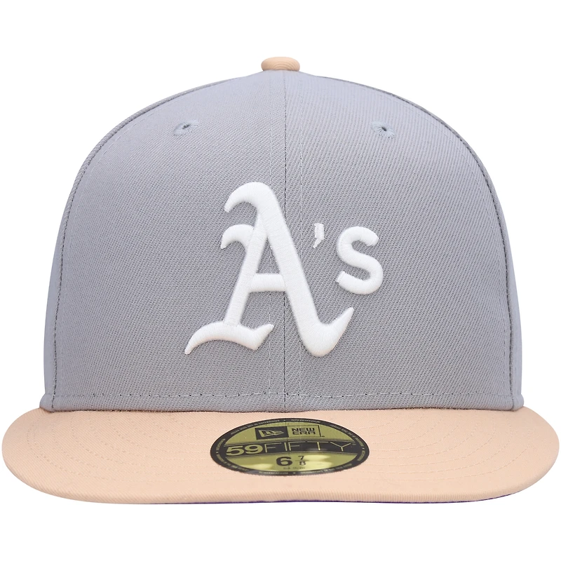 Casquette ajustée 59FIFTY pour homme New Era gris/pêche Athletics 1987 MLB All-Star Game Purple Undervisor