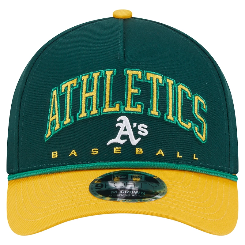 Casquette ajustable New Era Athletics Arch 9FORTY A-Frame M-Crown verte/dorée pour homme