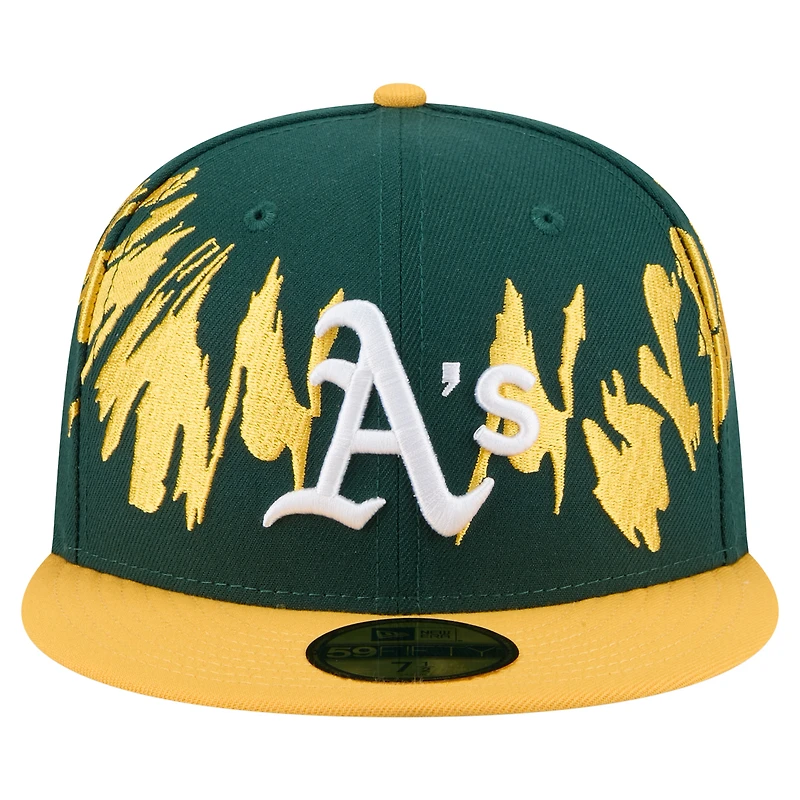 Casquette ajustée Athletics Retro Pattern 59FIFTY pour homme de New Era, verte et dorée