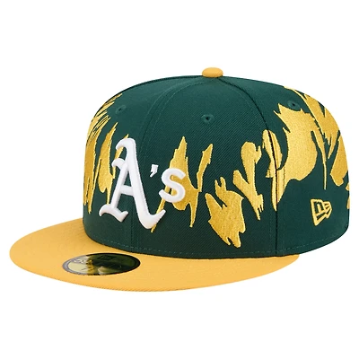 Casquette ajustée Athletics Retro Pattern 59FIFTY pour homme de New Era, verte et dorée