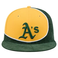 Men's New Era Green/Gold Athletics Retro Split Corduroy Snapback Hat