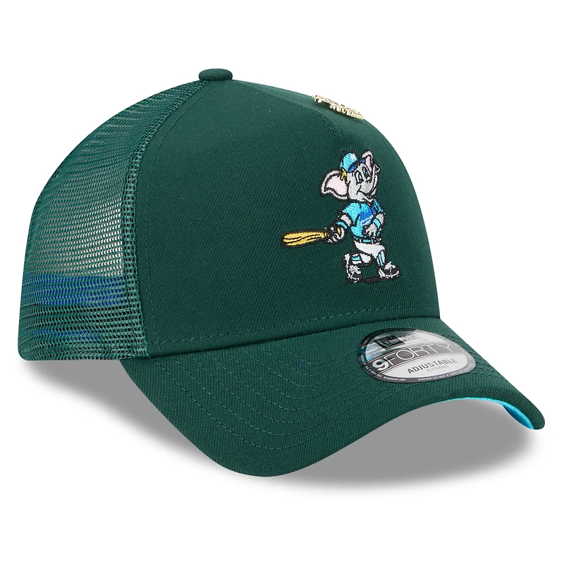 Men's New Era  Green Athletics 2025 Big League Chew A-Frame 9FORTY Adjustable Trucker Hat