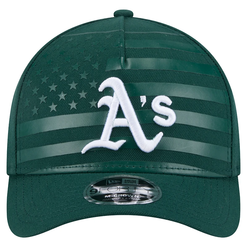 Casquette ajustable New Era 9FORTY M-Crown A-Frame pour homme, motif drapeau américain, vert