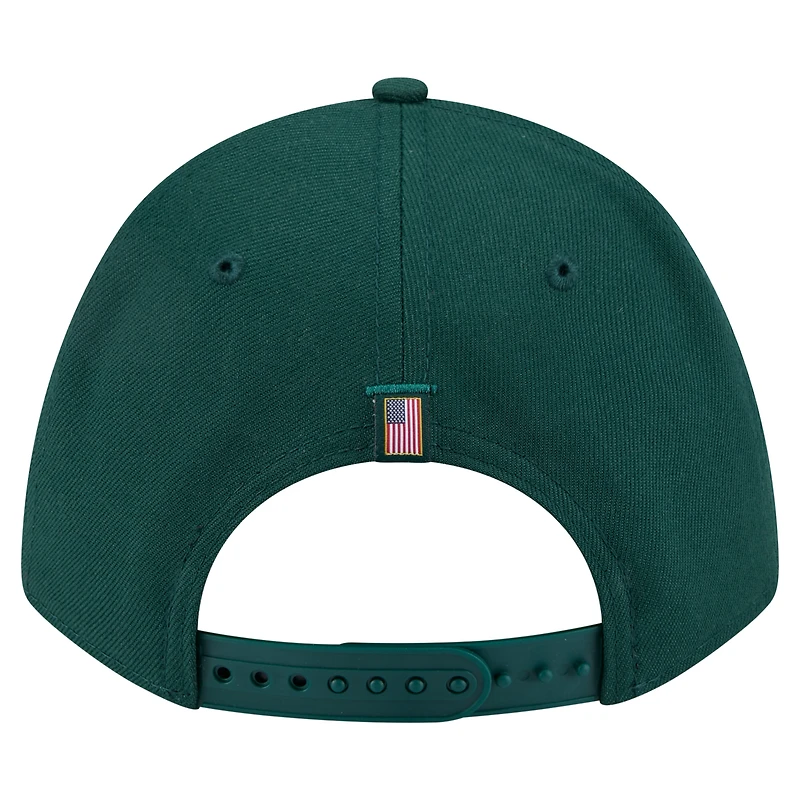 Men's New Era Green Athletics American Flag 9FORTY M-Crown A-Frame Adjustable Hat