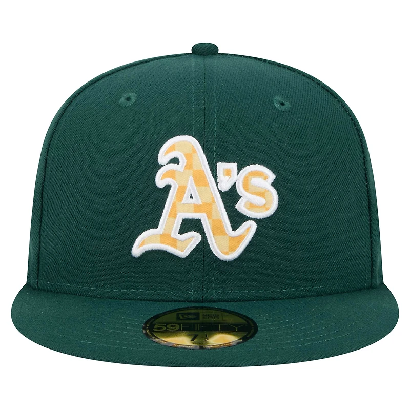 Casquette ajustée 59FIFTY Athletics verte à carreaux pour homme de New Era