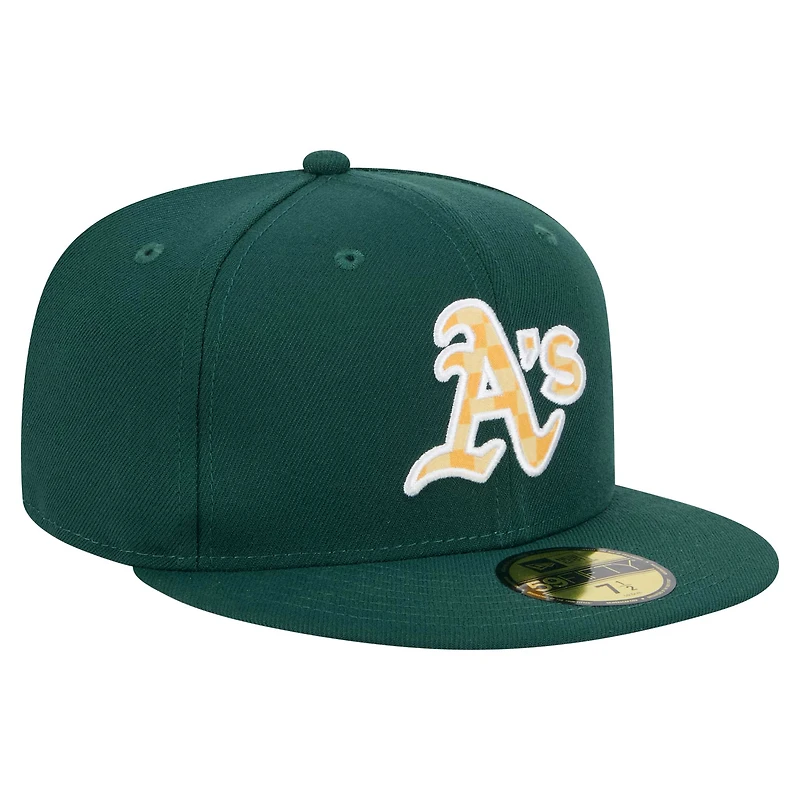 Casquette ajustée 59FIFTY Athletics verte à carreaux pour homme de New Era