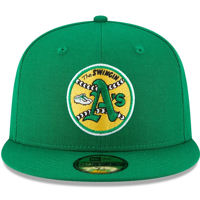 Men's New Era Green Athletics Cooperstown Collection Wool 59FIFTY Fitted Hat