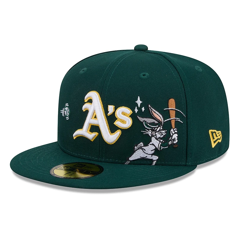 Men's New Era Green Athletics Looney Tunes Bugs Bunny 59FIFTY Fitted Hat