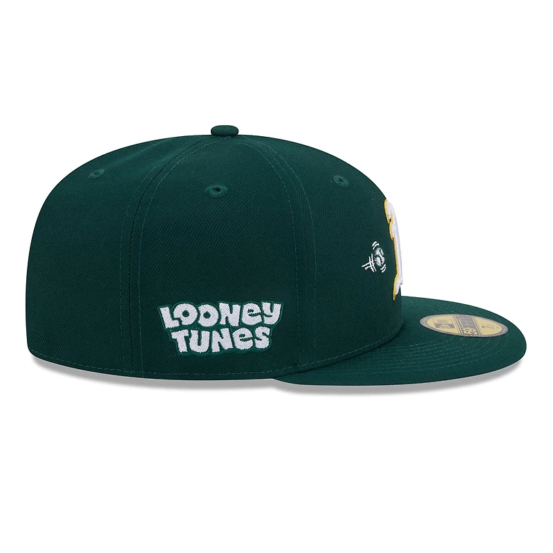 Men's New Era Green Athletics Looney Tunes Bugs Bunny 59FIFTY Fitted Hat