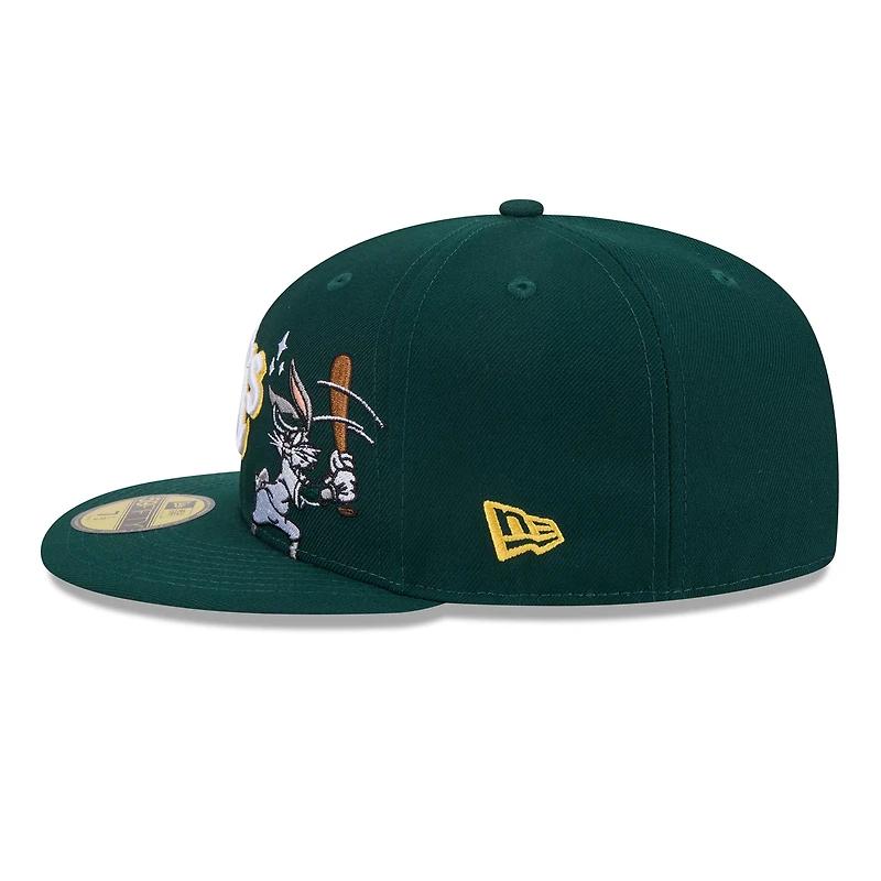 Men's New Era Green Athletics Looney Tunes Bugs Bunny 59FIFTY Fitted Hat