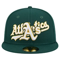 Men's New Era Green Athletics Overlap 59FIFTY Fitted Hat